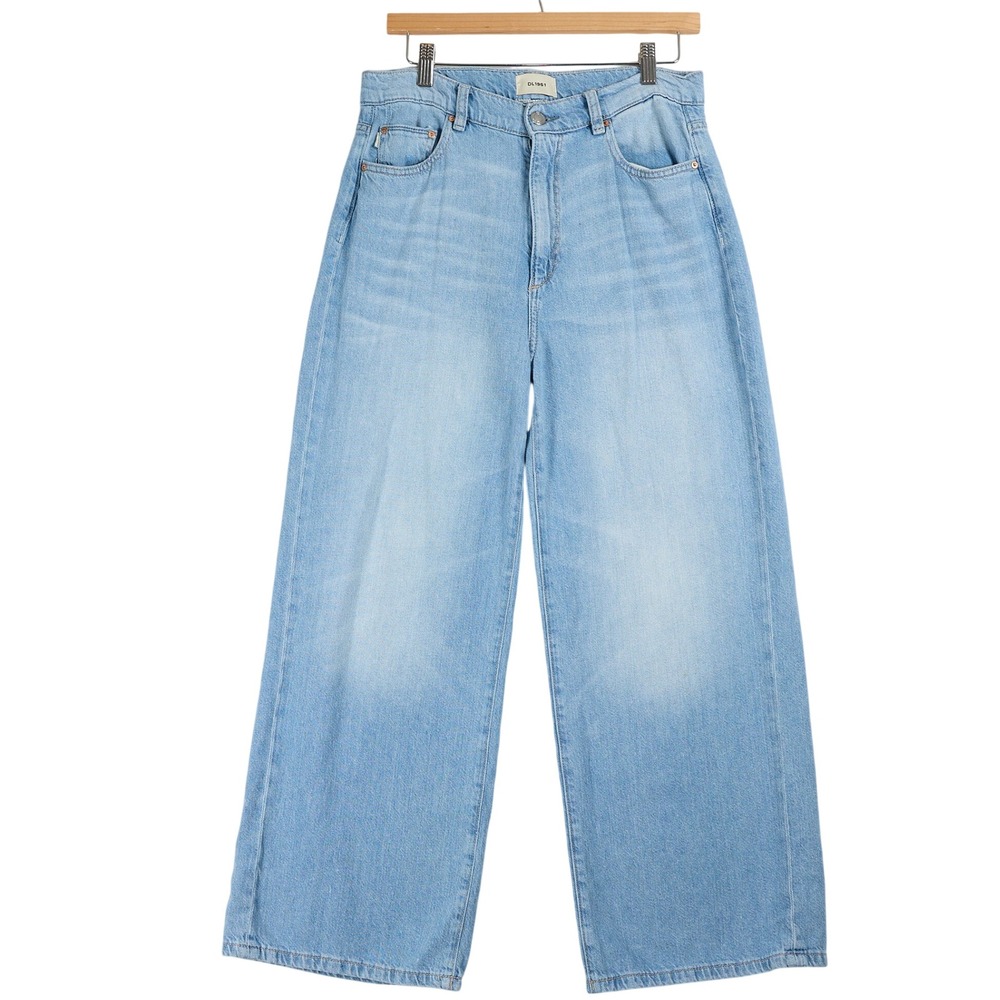 DL1961 Hepburn Wide Leg Ankle Jeans River Bank Light Blue High Rise Size 28